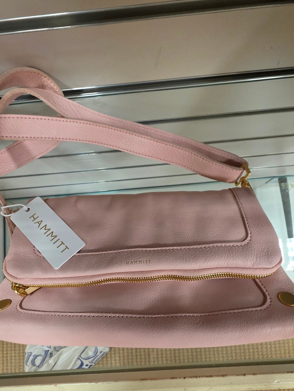 Hammitt Flamingo Leather Shoulder Bag with Gold Studs - Picture 7 of 10